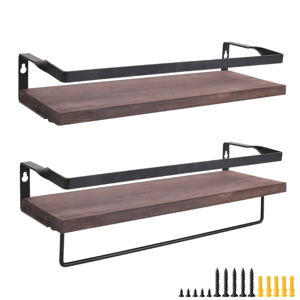 2X Heavy Duty Floating Wall Mounted Shelf Wooden Shelves Storage Kitchen Rack Display