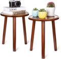 Set of 2 Wood Plant Stand Mid Century Side Table 16.5’’ Tall Round Side End Table Flower Pot Holder Home Decor