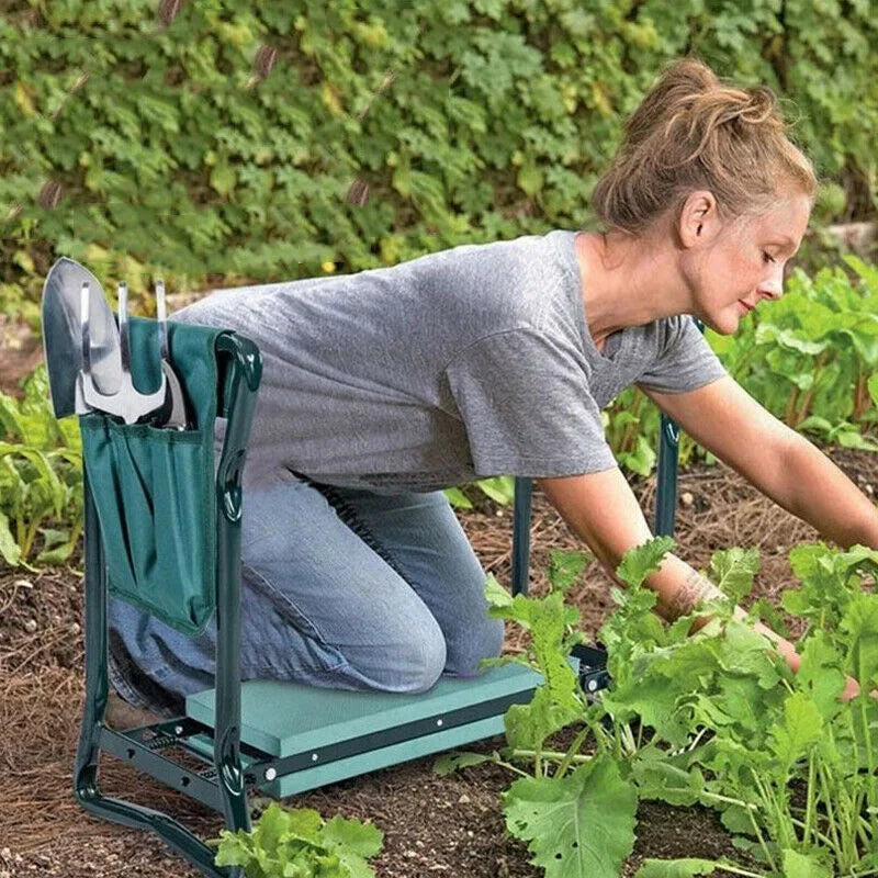 150KG load portable folding heavy-duty upgraded garden knee thick seat cushion knee stool indoor and outdoor military green