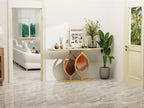 Modern Gold Console Table with Geometric Metal Base, Sintered Stone Narrow Entryway Table Foyer Table for Entrance, Living Room