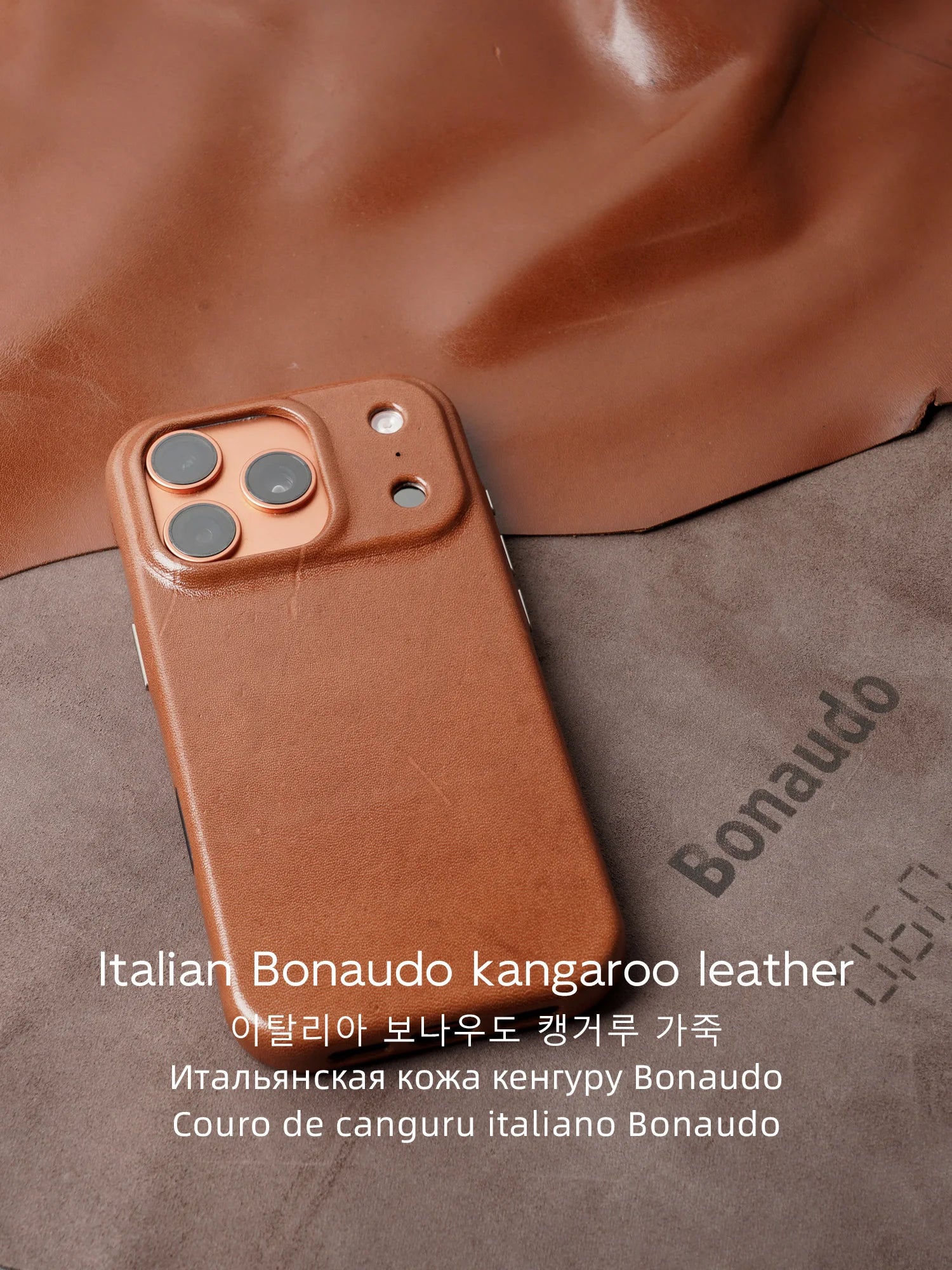 YMW Scars Italian Kangaroo Genuine Leather Case for iPhone 17 16 15 Pro Max Magnetic Handmade Phone Cover