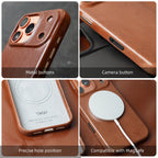 YMW Scars Italian Kangaroo Genuine Leather Case for iPhone 17 16 15 Pro Max Magnetic Handmade Phone Cover