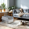 Bingopaw Stainless Steel Litter Box with Lid, High Sides Metal Litter Box System for for Big Cats, Anti-Leakage, Easy Cleaning