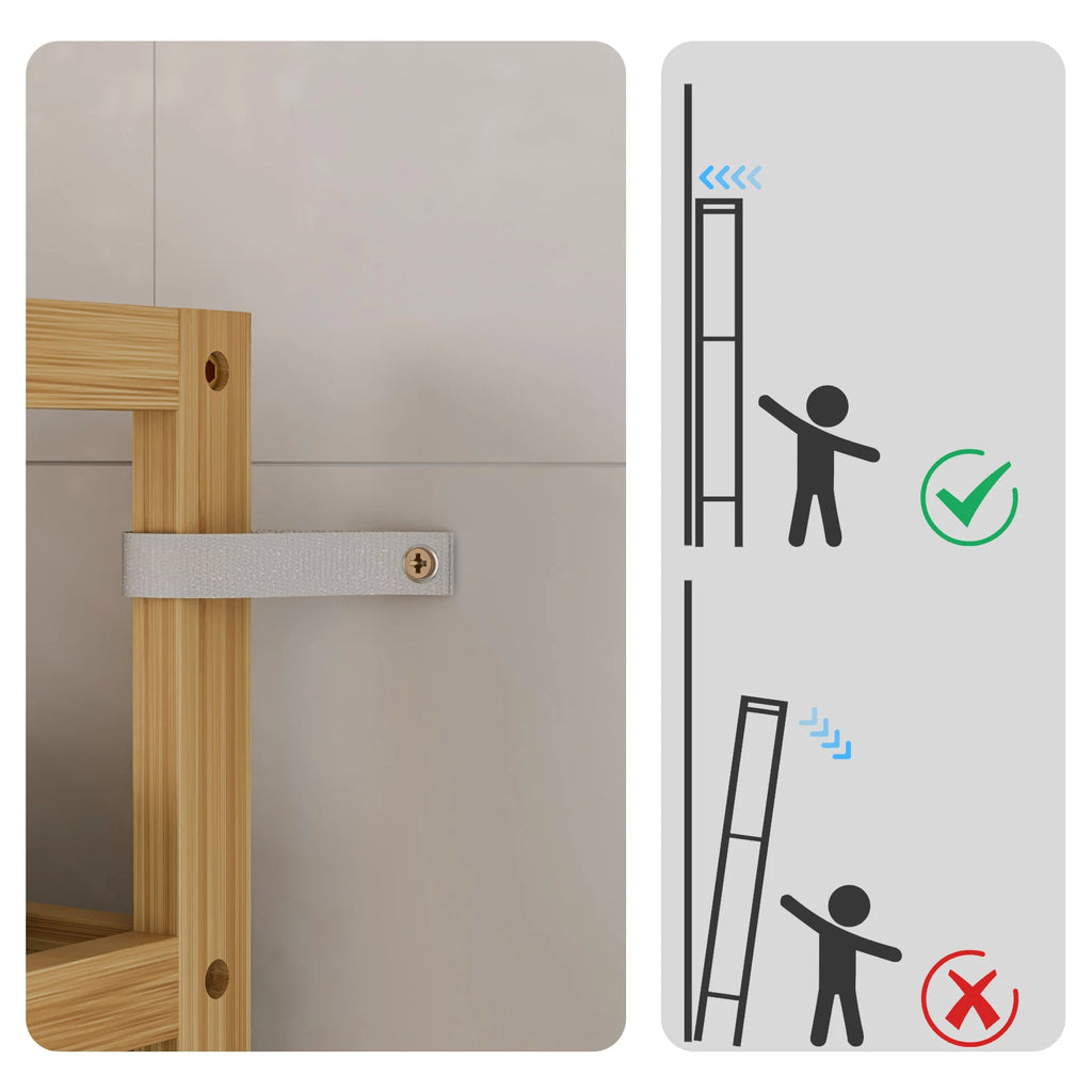 6 Tiers Bamboo Bookshelf Flower Rack with Adjustable DIY Shelves Free Standing Natural Wood Color Display Shelf for Living Room