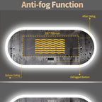 Oval LED Bathroom Mirror with Lights, Anti-Fog, Bluetooth Speaker, 3 Colors Temperature Dimmable Lighted Mirrors Waterproof