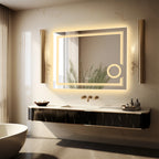 Wisfor LED Lighted Smart Bathroom Mirror 3X Lighted Magnifier Wall Mounted White Light Front Backlit Dimmable Anti-Fog