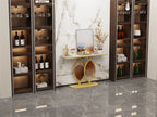 Modern Gold Console Table with Geometric Metal Base, Sintered Stone Narrow Entryway Table Foyer Table for Entrance, Living Room