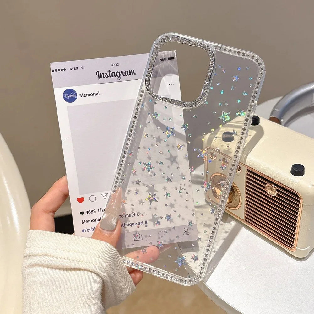 Bling Glitter Clear Phone Case For iPhone 13- 17 Pro and Pro Max