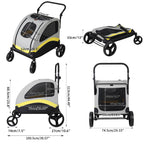 Large Dog Stroller 4 Wheel Pet Trolley Carrier Foldable for 2 Dogs up to 121 lbs