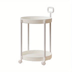 Elegant 2-Tier Side Table with Wheels - Trolley Table in Living Room|Simple Sofa Table with Handle|Easy To Move Coffee Table