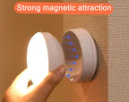PwwQmm LED Night Light Wireless Motion USB Charging Cabinet Night Lamp Bedside Table For Bedroom Home Closet Sensor Round Lights