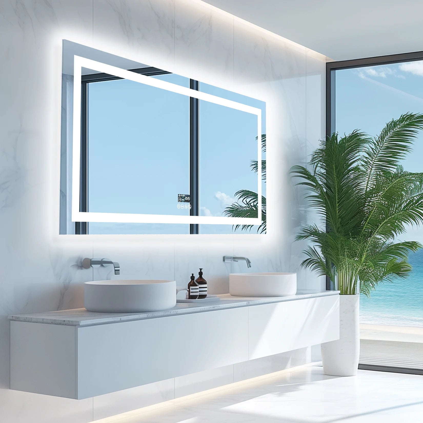 Wisfor 48x24 LED Bathroom Mirror with Dual Lights, Anti-Fog, Bluetooth Speaker, 3 Colors Temperature & Dimmable, Lighted Mirrors