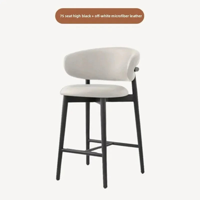 Modern Solid Wood Chairs Light Luxury Nordic Island Table Bar High Foot Designer Simple Home Comfortable Back Leisure Bar Chairs