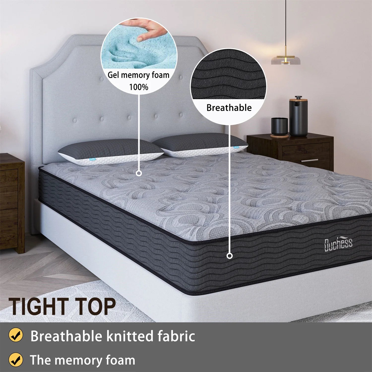 Queen Size Pocket Spring Mattress Bed TightTop Memory Foam Duchess