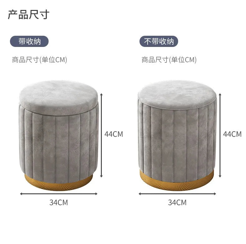 Fashion Storage Stool, Shoe Changing Stool, Makeup Stool, Bedroom Dressing Table Round Stool, New Round Stool with Storage Space