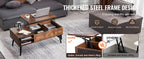 VEVOR Lift Top Coffee Table Round Rectangle Table with Extra Storage Pockets Pop Up & Flipable Coffee Table for Living Room