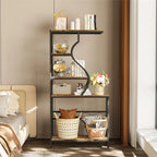 Vintage Industrial Tall Plant Stand - 5-Tier Rustic Shelf Display Unit for Home, Patio, Garden Flower Storage Cabinet & Bookcase
