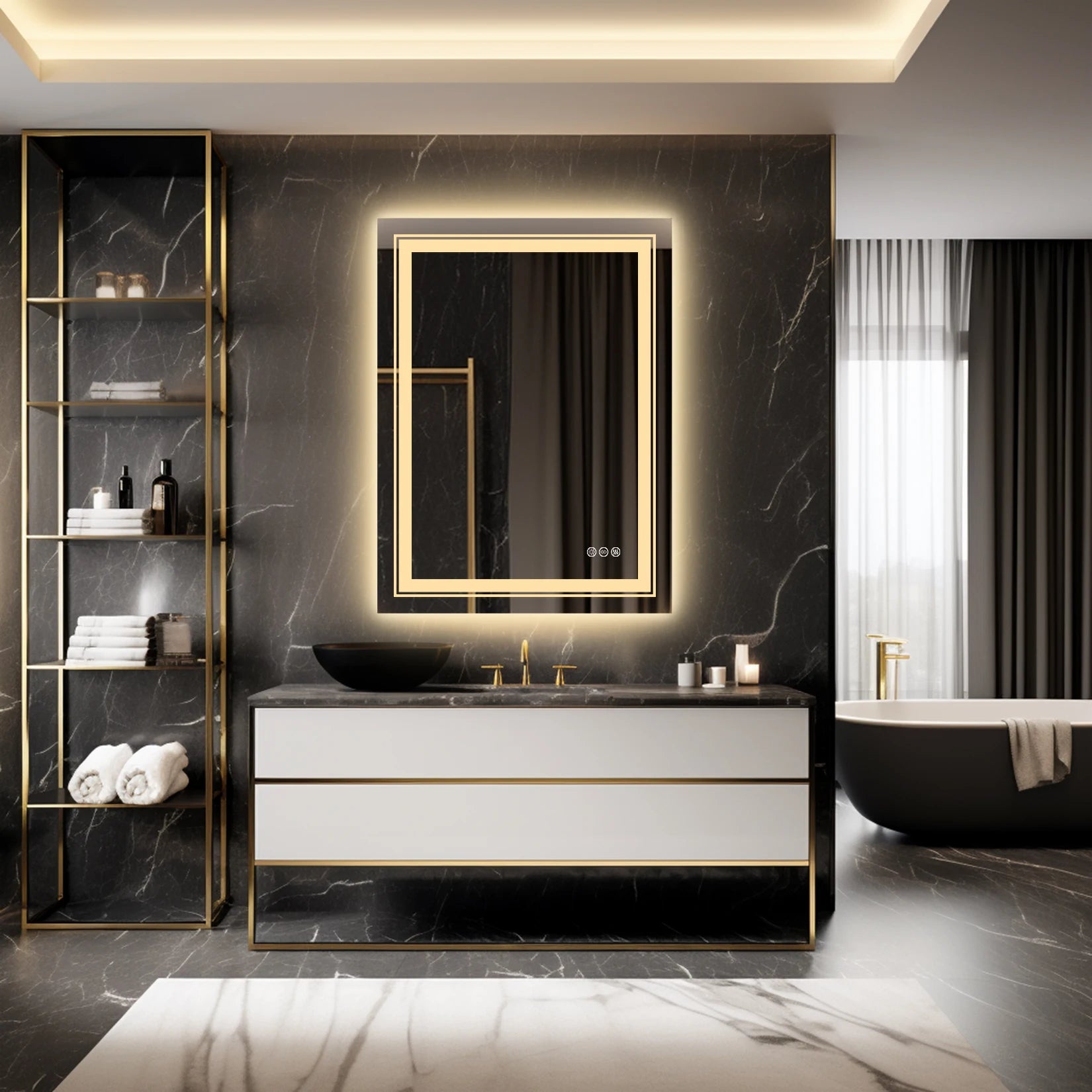 20x28 Inch Led  Rectangle Mirror for Bathroom with Front Light and Backlit Anti Fog Function Wall Backlit Decor Vanity Mirrors