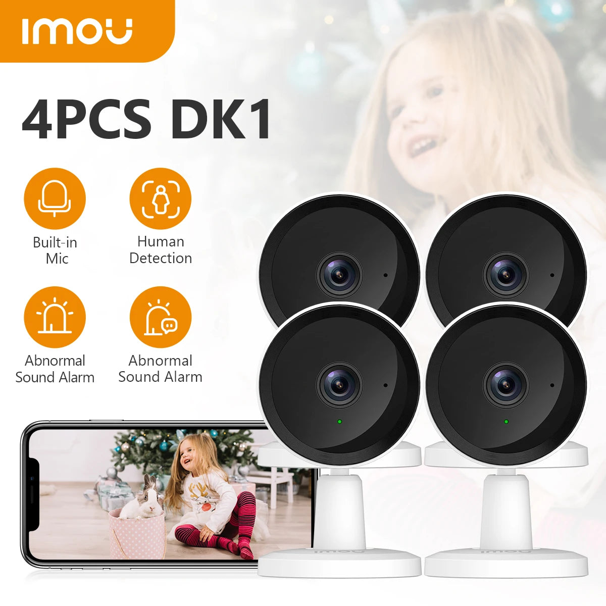 IMOU Indoor Security 2MP Camera 4PCS Wi-Fi IP Security Surveillance Smart System with Night Vision Baby Camera