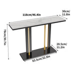 Contemporary Style Console Table with Stone Top and Pedestal Base for Hall Marble Slate Narrow Table Against The Wall Porch