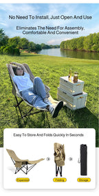 Outdoor Portable Camping Recliner Foldable Nap Beach Chair with Leg Support