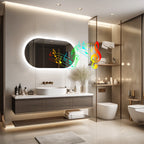 Oval LED Bathroom Mirror with Lights, Anti-Fog, Bluetooth Speaker, 3 Colors Temperature Dimmable Lighted Mirrors Waterproof