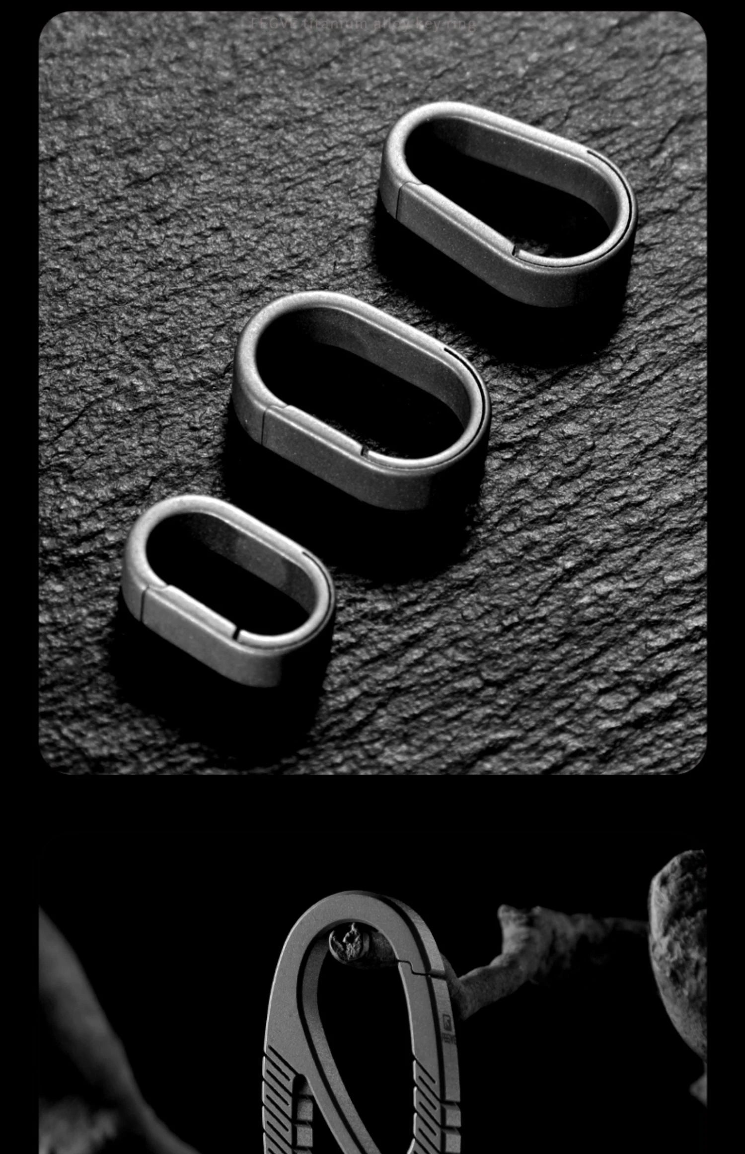 Titanium Alloy Quick Release Key Ring With Black PVD Coating-For Car Keys, EDC Accessories, Durable Compact Metal Connector Ring