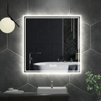 32 X 32 Inch LED Lighted Bathroom Mirror for Bathroom Wall Mounted Lighted Vanity Mirror Dimmable White Anti-Fog Vanity