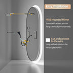 Oval LED Bathroom Mirror with Lights, Anti-Fog, Bluetooth Speaker, 3 Colors Temperature Dimmable Lighted Mirrors Waterproof
