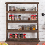 Wood Spice Rack Wall Mount, Wooden Spice Rack Holder, Seasoning Rack, Countertop or Wall Mount Tiered Door Spice Rack