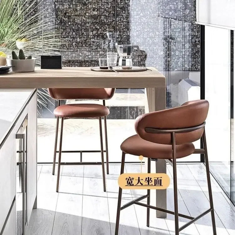 Modern Solid Wood Chairs Light Luxury Nordic Island Table Bar High Foot Designer Simple Home Comfortable Back Leisure Bar Chairs