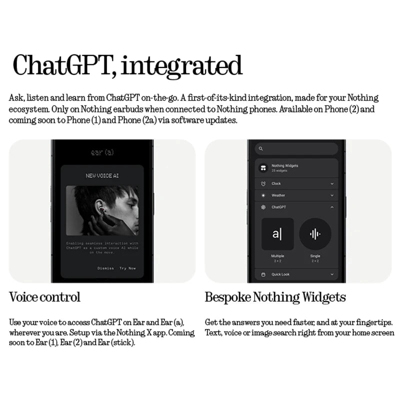 Global Version Nothing Ear (a) Bluetooth Earphone  45dB Active Noise Cancelling ANC Dynamic 42.5 hours listening Fashion Design