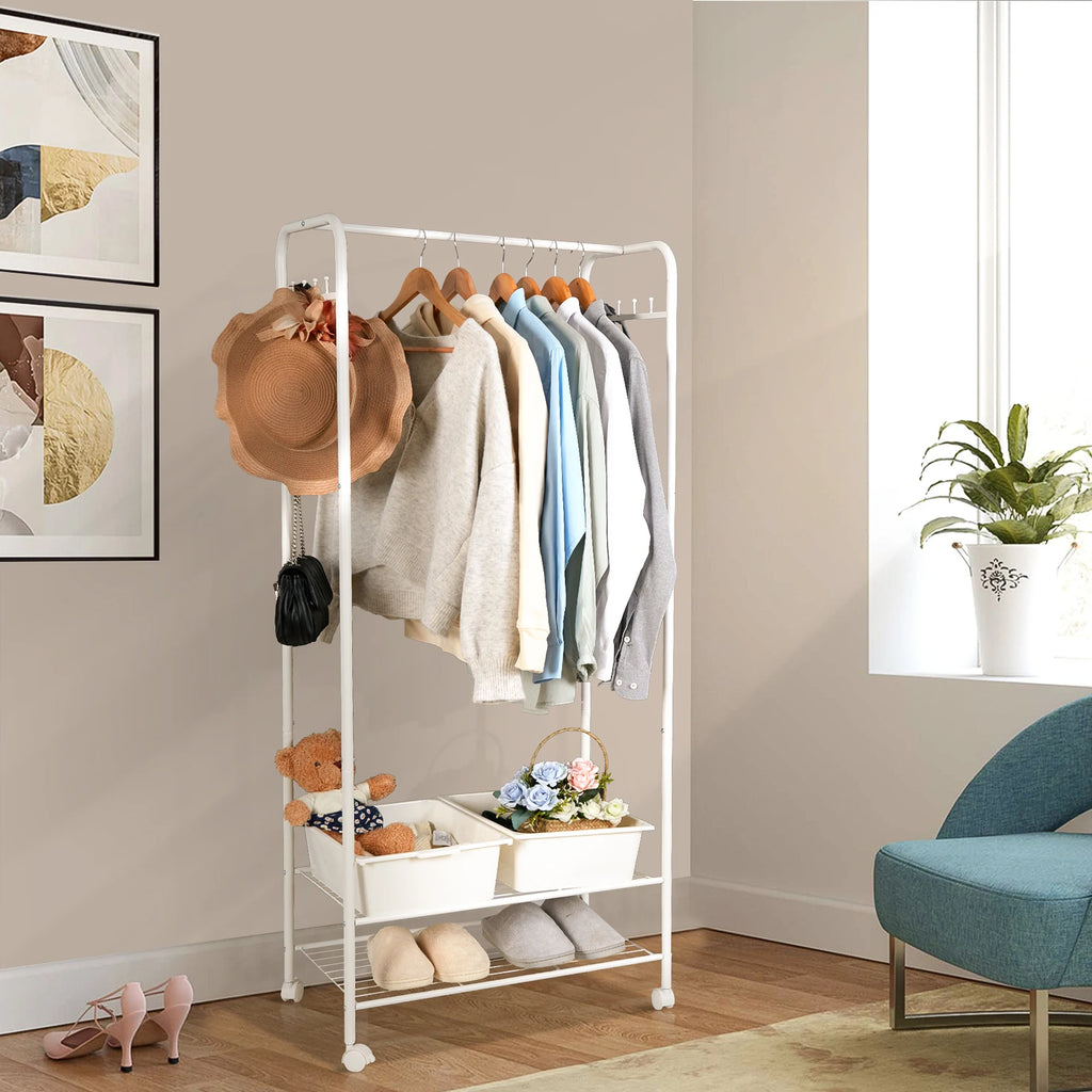 Metal Closet Organizer Wardrobe Shelves System Clothes Storage Rack Heavy Duty