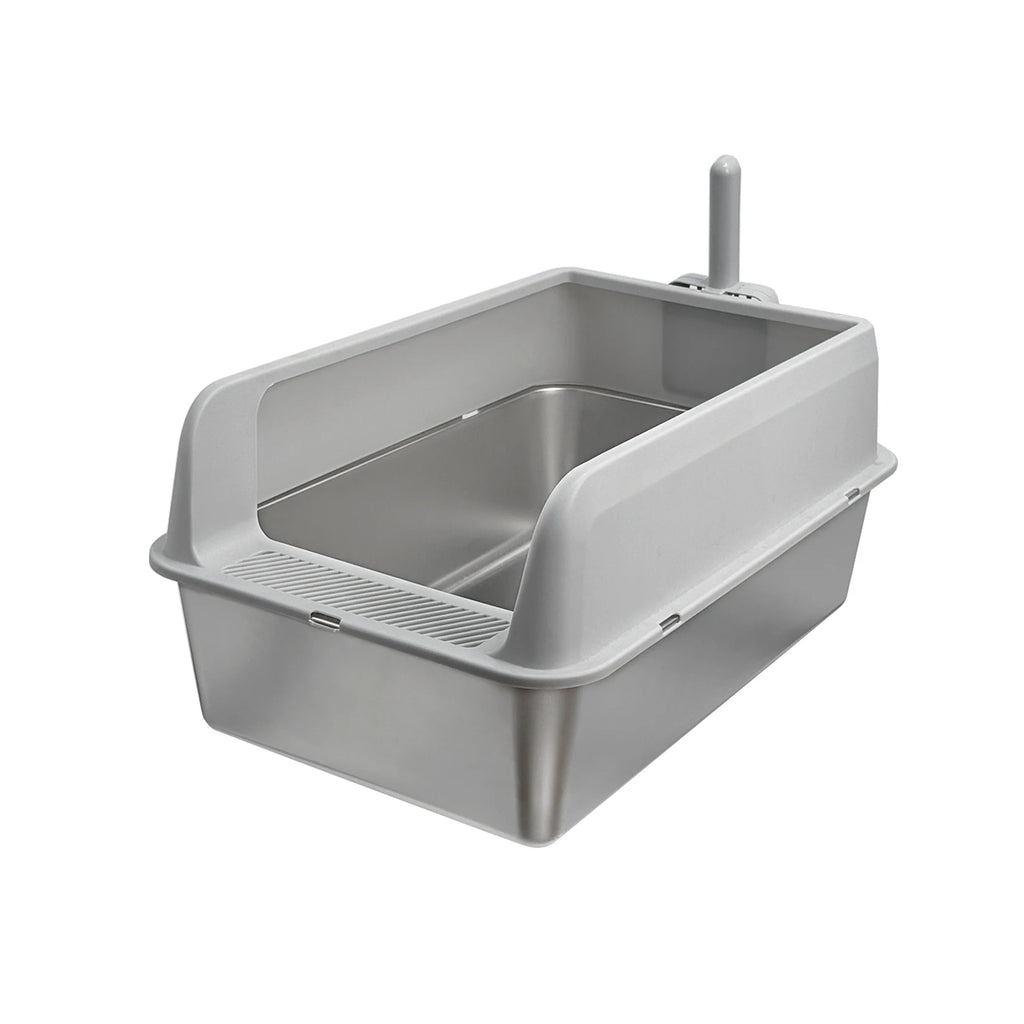 Bingopaw Stainless Steel Litter Box with Lid, High Sides Metal Litter Box System for for Big Cats, Anti-Leakage, Easy Cleaning