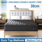 Mattress Euro Top Memory Foam Bed Queen Double King Single 30cm