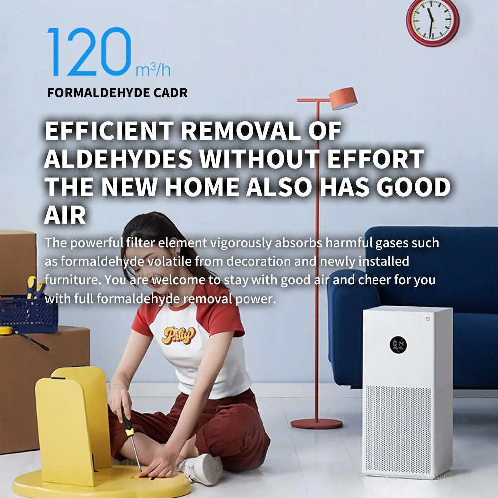NEW XIAOMI Smart Air Purifier 4 Lite LED Display Quadruple Purification Aldehyde Removal Home Air Ionizer 35.8dB(A) Low noise