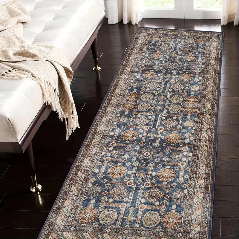 VIKAMA Vintage Ethnic Rug - Non-Slip & Durable Bedroom Entrance & Bedside Mat Hallway & Corridor Rug Home Decor