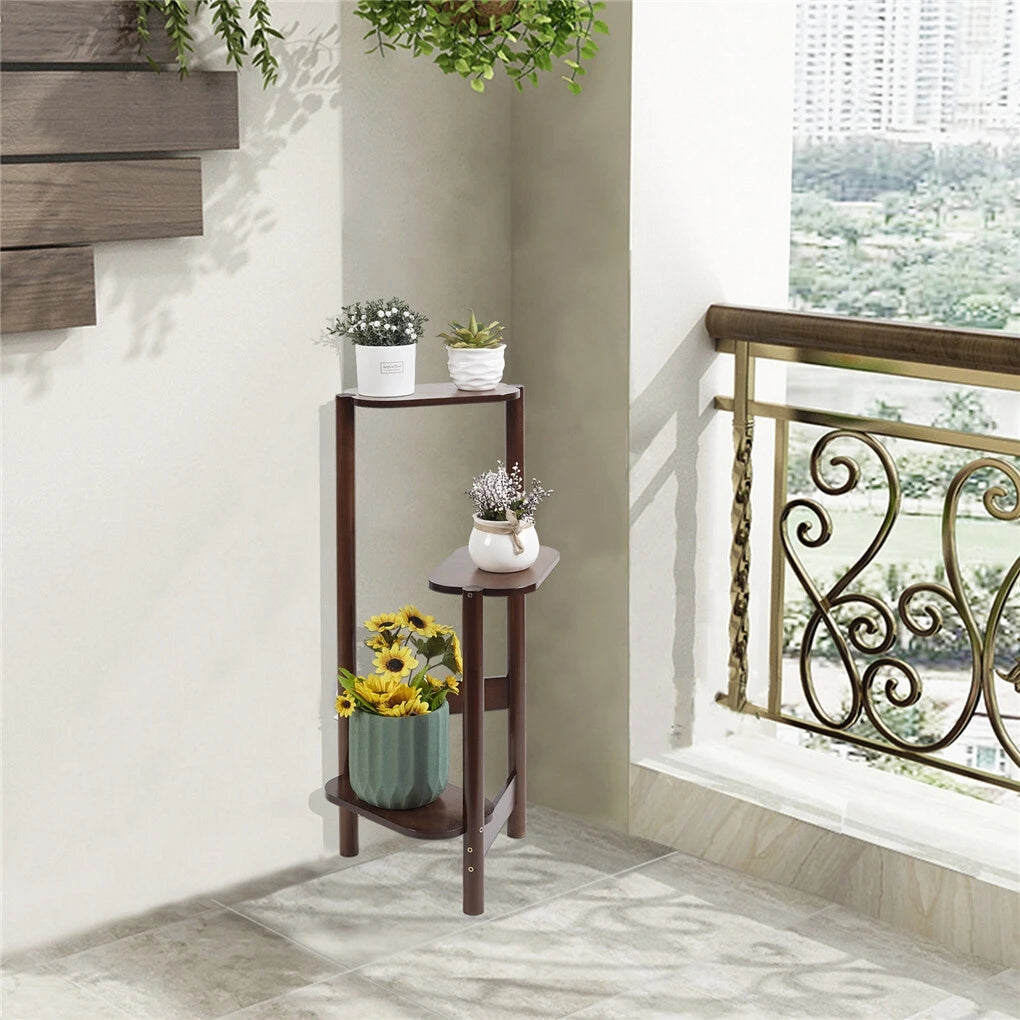 3-Tier Bamboo Plant Stands Indoor, Plant Stand Holder, Corner Plant Shelf, Plant Display Rack for Corner Balcony and Bedroom