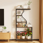 Vintage Industrial Tall Plant Stand - 5-Tier Rustic Shelf Display Unit for Home, Patio, Garden Flower Storage Cabinet & Bookcase