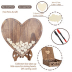 Wedding Guest Book Wooden 88pcs Heart-shaped Bracket Pastoral Wedding Storage Box Birthday Message Carving Carbonized Wood