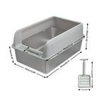 Bingopaw Stainless Steel Litter Box with Lid, High Sides Metal Litter Box System for for Big Cats, Anti-Leakage, Easy Cleaning