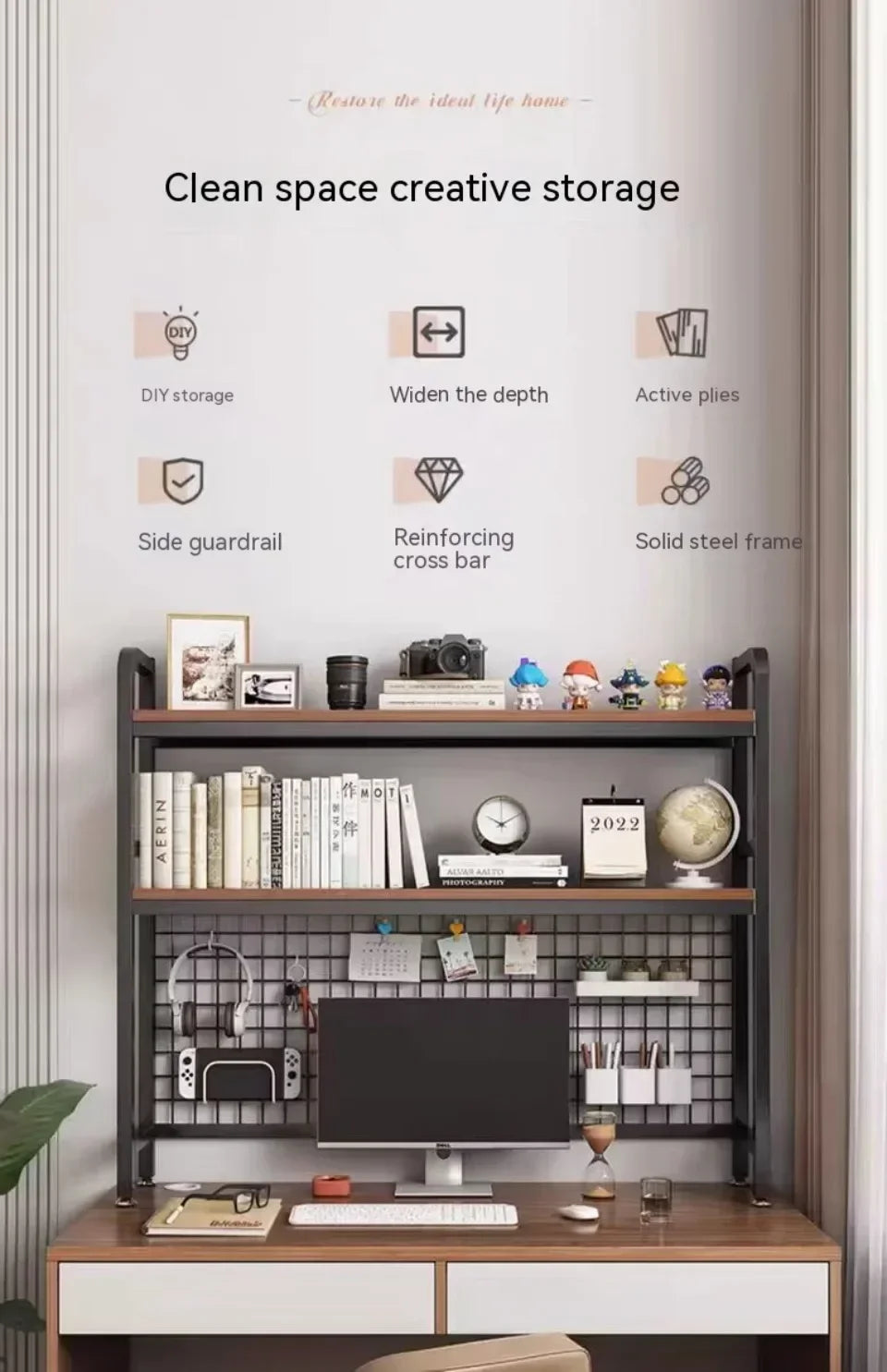 Desktop Multi-Layer Wrought Iron Shelf Bookcase
