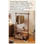 Simple hanger Floor-to-ceiling vertical plastic rattan dirty clothes basket Hanging clothes rack Integrated with wheels Movable