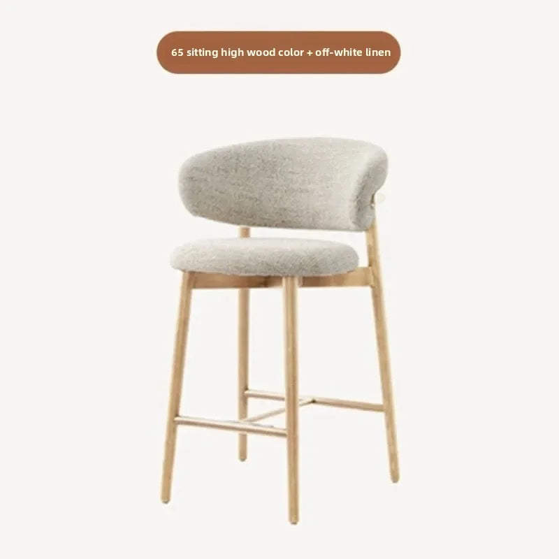 Modern Solid Wood Chairs Light Luxury Nordic Island Table Bar High Foot Designer Simple Home Comfortable Back Leisure Bar Chairs