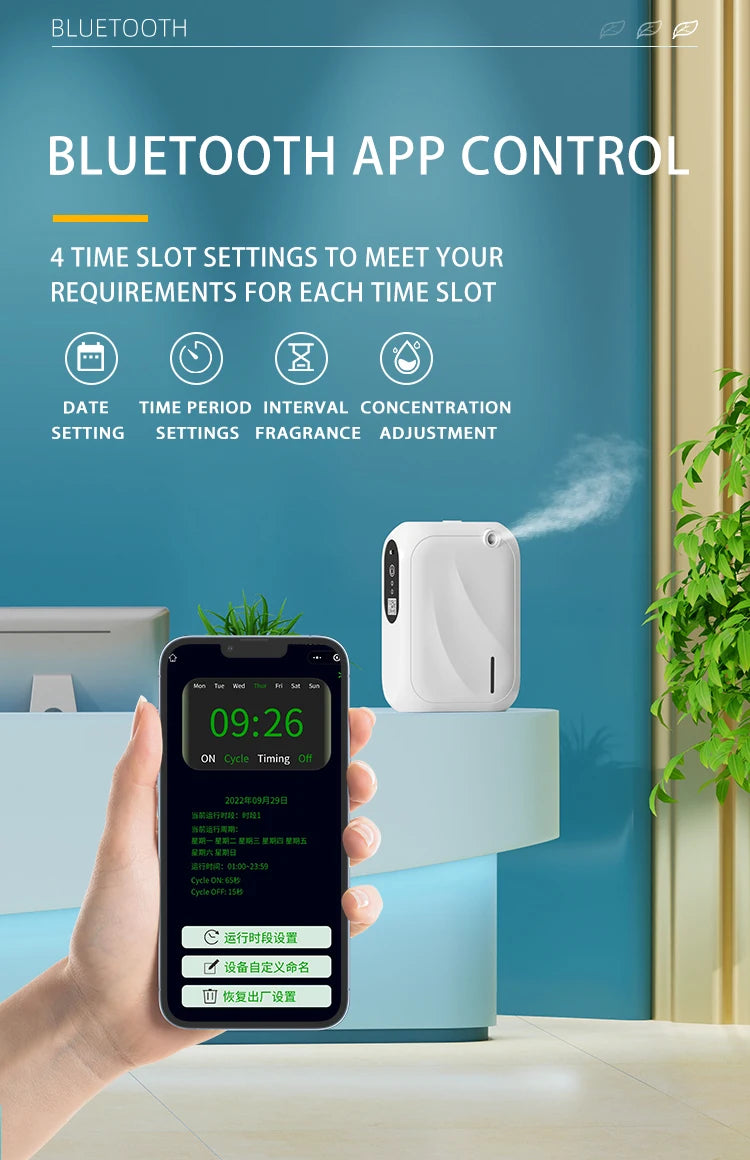 Coverage 200m³ Aroma Diffuser Scent Air Machine Bluetooth APP Control Fragrance Diffuser Smell Distributor for Home Fragrance