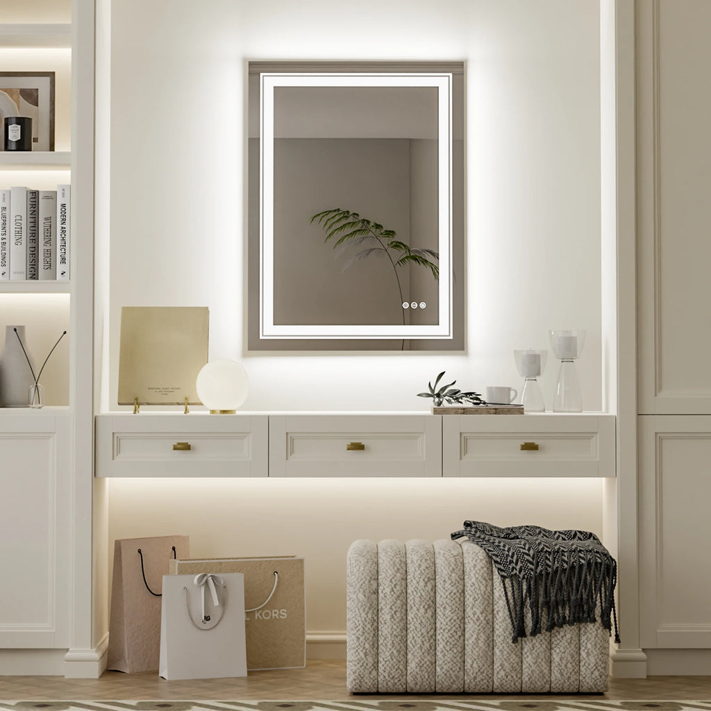 20x28 Inch Led  Rectangle Mirror for Bathroom with Front Light and Backlit Anti Fog Function Wall Backlit Decor Vanity Mirrors