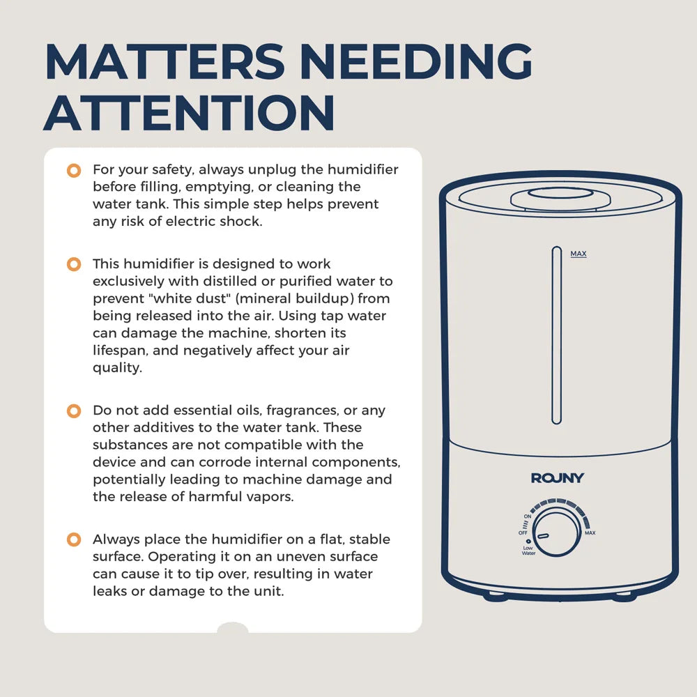 ROUNY Air Humidifier, 4L Large Capacity Ultrasonic Humidifier