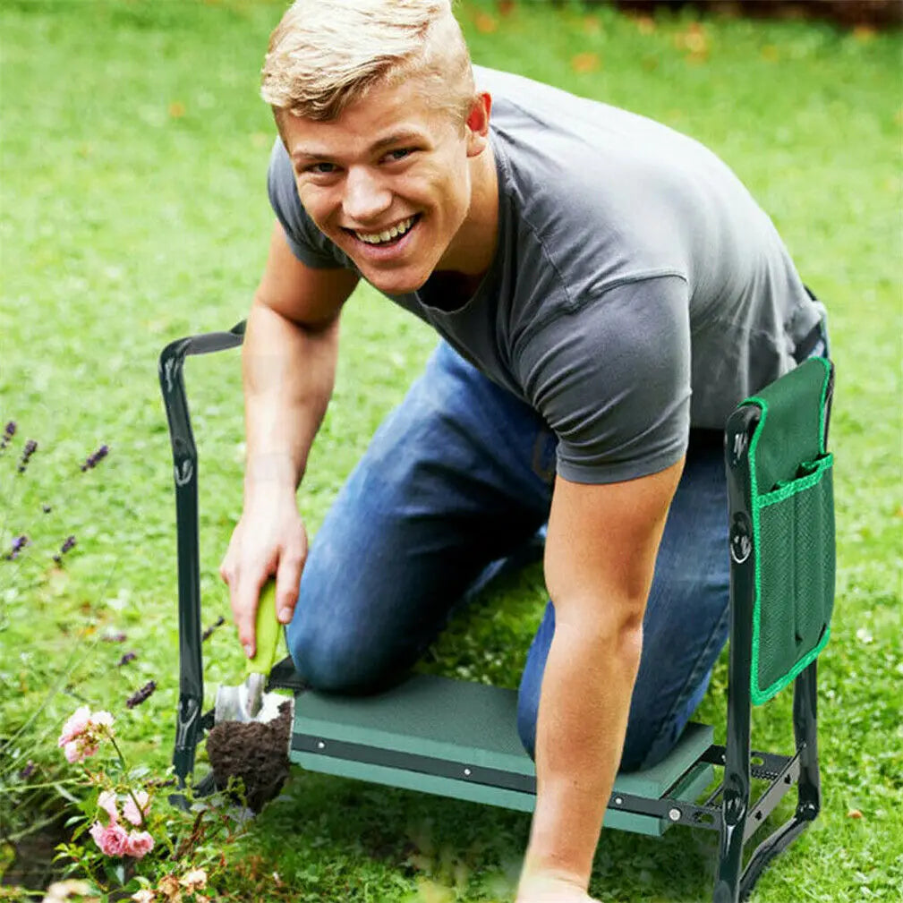 150KG load portable folding heavy-duty upgraded garden knee thick seat cushion knee stool indoor and outdoor military green