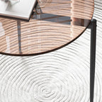 Round Tempered Glass Coffee Table Modern Side Table Decorative Center Table with Metal Legs for Living Room Office