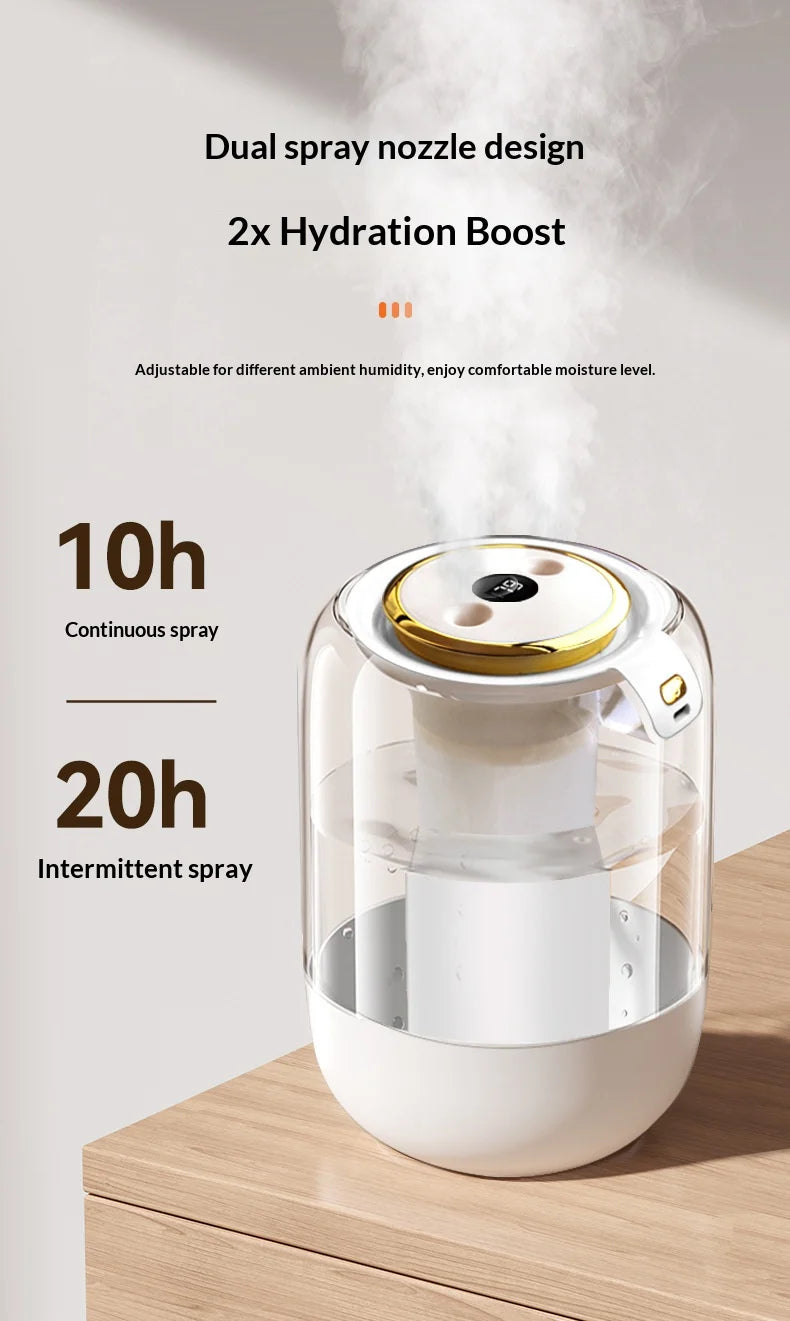 HOMEFISH 2025 New Model Air Humidifier for Home Use, Quiet Bedroom Large Spray for Pregnant Women and Babies, Indoor Humidifier